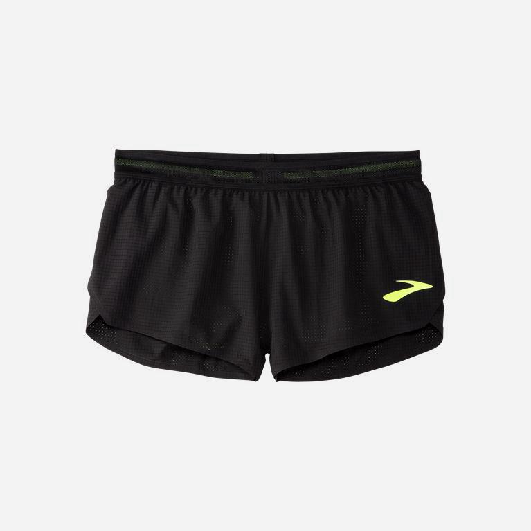 Brooks Elite 2 Split NZ - Women's Running Shorts - Black/Nightlife/GreenYellow (50486-HWCZ)